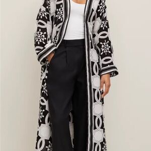 Ann Taylor Black and White Patterned Coat
